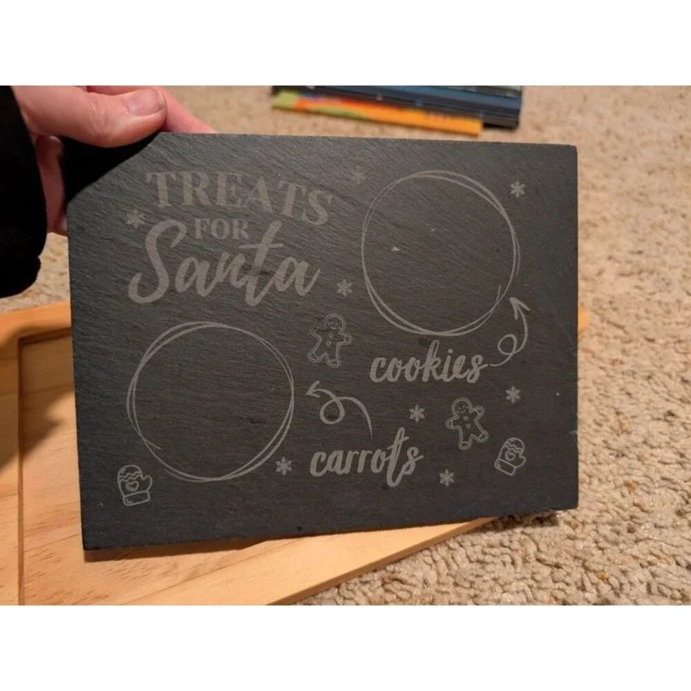 Treats for Santa cookies carrots slate wood Board